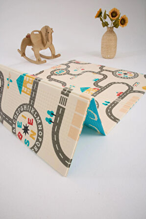 Katlanabilir Çift Taraflı Oyun Matı-Oyun Halısı 130x200x1cm (TAŞIMA ÇANTALI)