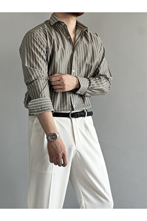 Old Money Rahat Kalıp Çizgili Gömlek
