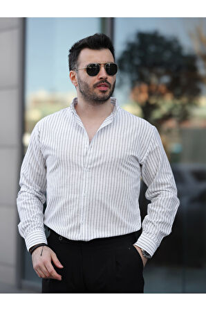 Çizgili Keten Gömlek