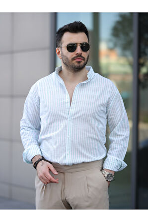 Çizgili Keten Gömlek