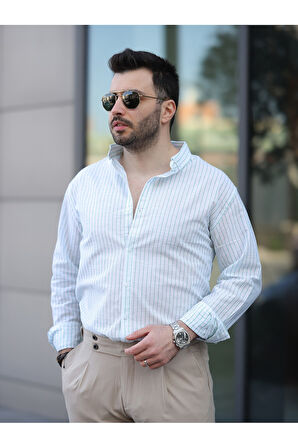 Çizgili Keten Gömlek