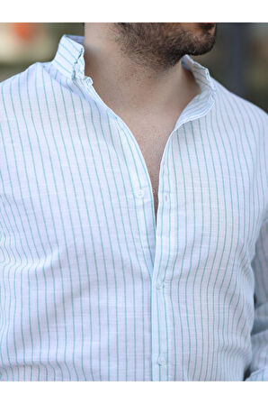 Çizgili Keten Gömlek