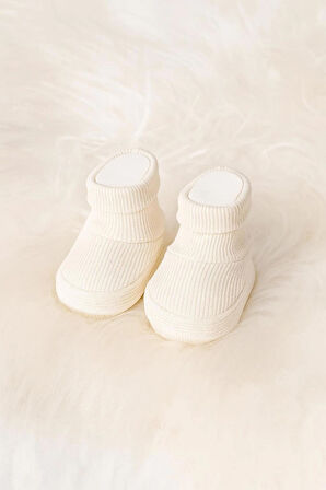 %100 Organik Unisex Bebek Patik Fitilli Esnek Bebek Patiği