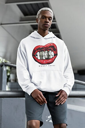 Money Talks Yazılı Unisex Oversize Hoodie
