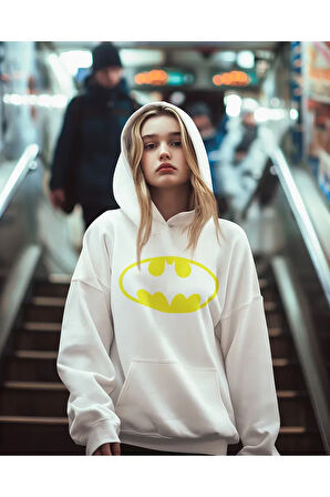 Dc Batman Logo Baskılı Unisex Oversize Hoodie