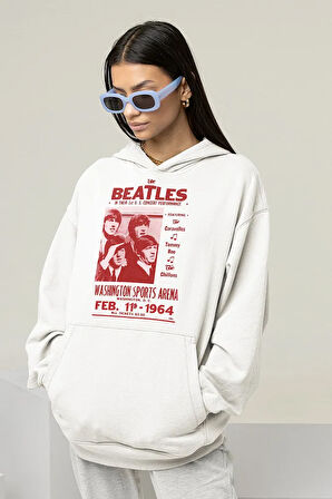 The Beatles Müzik Grubu Baskılı Unisex Oversize Hoodie