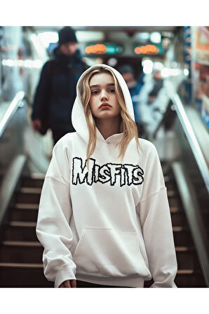 Misfits Müzik Grubu Baskılı Unisex Oversize Rock Metal Hoodie