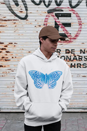 Conversion Butterfly Baskılı Unisex Oversize Tasarım Kelebek Hoodie