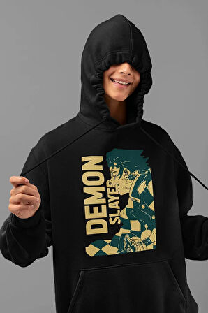 Demon Slayer Anime Karakter Baskılı Unisex Oversize Hoodie