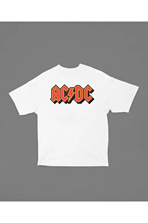 AC DC Grubu İsim Yazılı Unisex Tişört, Oversize Metal Rock Tişört