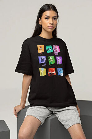 Insiide Out Baskılı Unisex Tişört, Çizgi Film Ters Yüz Tişört