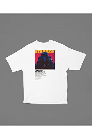 The Weeknd Starboy 2016 Albüm Baskılı Unisex Tişört, Oversize Rapper Tişört