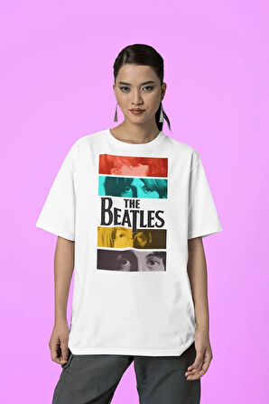 The Beatles Baskılı Unisex Tişört, Oversize Müzik Grubu Tişört