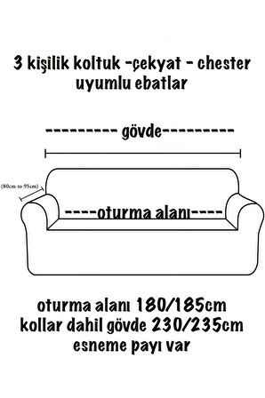 BAQDO Jakarlı 3 kişilik Koltuk Örtüsü Kaliteli, Lastikli, Streç, Esnek, Çekyat, Kanepe Kılıfı Yıkanabilir