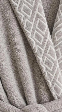 İpekçe Home Unisex Jakarlı %100 Pamuk Bornoz Takımı Koyu Bej 3'lü Set