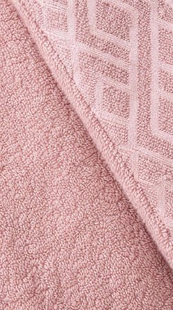 İpekçe Home Jakarlı Bornoz Takımı 3'lü Set %100 Pamuklu Pembe