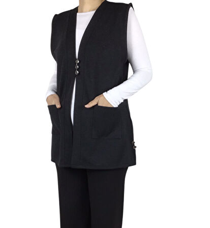 KADIN ÖNÜ ÜÇ DÜĞMELİ KISA MEVSİMLİK YELEK