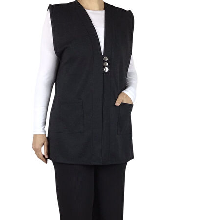 KADIN ÖNÜ ÜÇ DÜĞMELİ KISA MEVSİMLİK YELEK