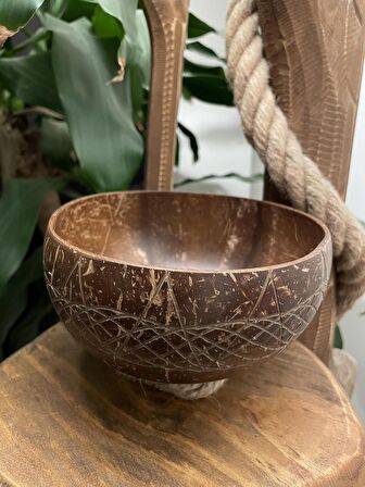 Jumbo Özel Tasarım Hindistan Cevizi Kase ve Kase Altlığı - Coconut Bowl - Bowl Kasesi -  Çerezlik