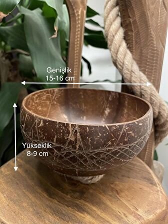 Jumbo Özel Tasarım Hindistan Cevizi Kase ve Kase Altlığı - Coconut Bowl - Bowl Kasesi -  Çerezlik