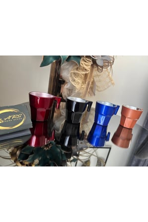 Paşabahçe Espresso 4'lü kahve bardağı fincan takımı renkli cam özel tasarım kulplu bardak sunumluk