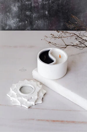Yinyang Ve Tealight Yıldız Soya Mumluk Seti Dekoratif Hediyelik
