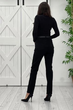 Siyah Likralı Mom Jean Pantolon 1450
