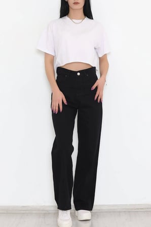 Romeo Extra Yüksek A.c.a.i.p S.o.l.m.a.z Siyah Salaş Jeans Palazzo Pantolon (SÜPER YÜKSEK SOLMAYAN)