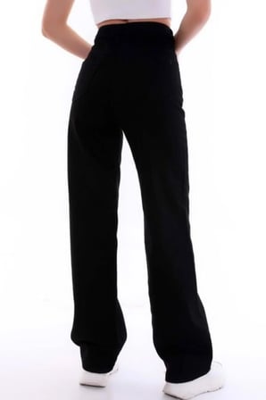 Yüksek Bel Fermuar Kapamalı Cepli Geniş Paça Rahat Kalıp Wide Leg Yıkamalı Denim Jean Kot Pantolon
