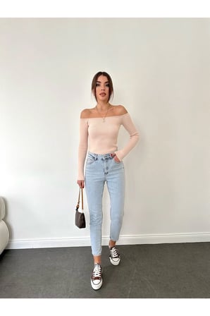 Mary Vintage Straght Fit Yüksek Bel Yırtık Detaylı Uzun Boy Jean Pantolon