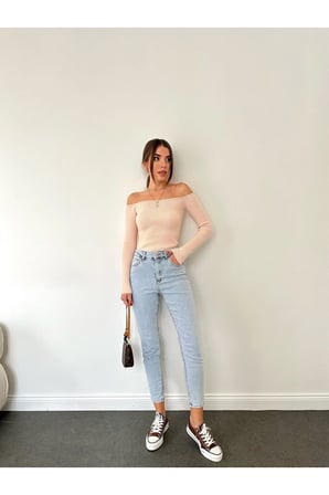 Mary Vintage Straght Fit Yüksek Bel Yırtık Detaylı Uzun Boy Jean Pantolon