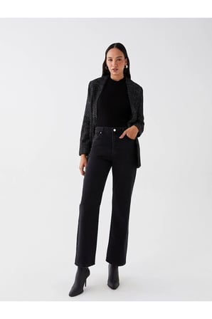 Jo FLex 90's Yüksek Bel Siyah Kot Pantolon Siyah Salaş Jeans Likralı Esnek Palazzo(Yeni Sezon)