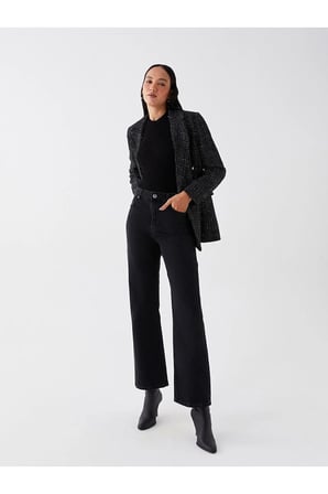 Jo FLex 90's Yüksek Bel Siyah Kot Pantolon Siyah Salaş Jeans Likralı Esnek Palazzo(Yeni Sezon)