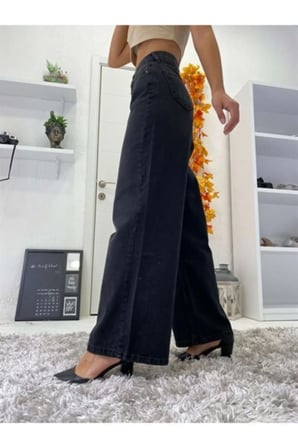 Penolope Kadın Kadın Siyah Cool Palazzo Ispanyol Bol Paça Jean Kot Pantolon-new