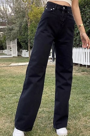 Palazzo Yüksek Bel Fermuarlı Rahat Kalıp Cepli Wide Leg Geniş Paça Yıkamalı Denim Jean Pantolon
