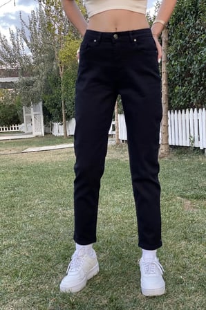 Yüksek Bel Mom Fit Jean