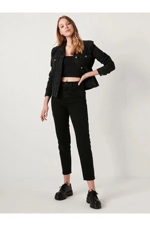 Yüksek Bel Mom Jeans Dar Paça Kot Pantolon