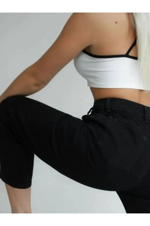 Isabella Zero Max Yüksek Bel Siyah Mom Likralı Esnek Kot Pantolon Esnek Jeans