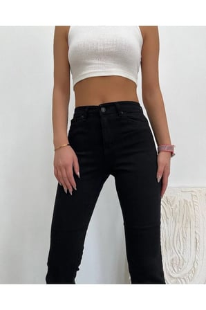 Siyah Yüksek Bel Mom Jeans