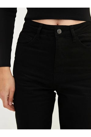 Kadın Solmayan Siyah Süper Yüksek Bel Comfort Likralı Mom Kot Pantolon Jeans
