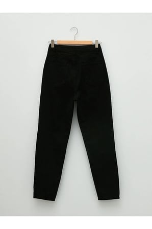 Kadın Solmayan Siyah Süper Yüksek Bel Comfort Likralı Mom Kot Pantolon Jeans