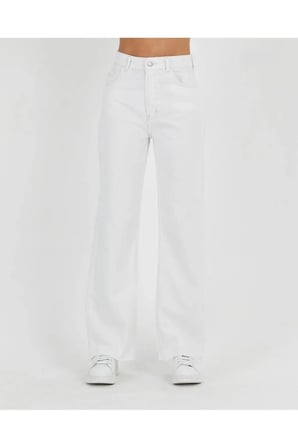 Rayne Beyaz Yüksek Bel Salaş Bol Paça Kot Pantolon Wide Leg Jean