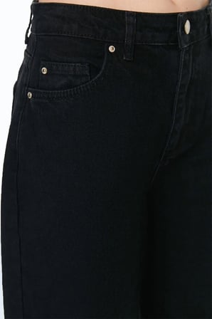 River Kadın Salaş Solmayan Siyah Süper Yüksek Bel 90's Wide Leg Comfort Likralı Palazzo Jeans