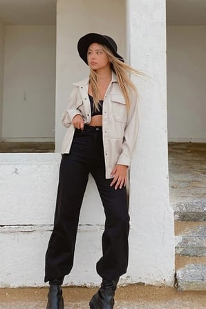 Maria Siyah Rahat Kalıp Wide Leg Jeans - Salaş Süper Yüksek Belli Likralı Kot Pantolon