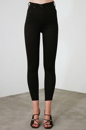 Elena Full Likralı Kışlık Kalın Kumaş Siyah Skinny Jean Pantolon