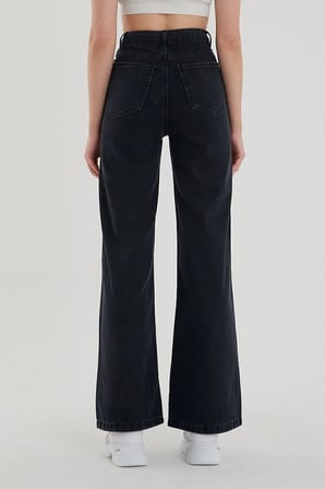 Siyah Süper Yüksek Bel 90's Wide Leg Bol Paça Salaş Comfort Likralı Jeansjean