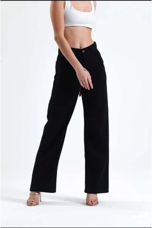 Viana Extra Yüksek A.c.a.i.p S.o.l.m.a.z Siyah Salaş Jeans Palazzo Pantolon
