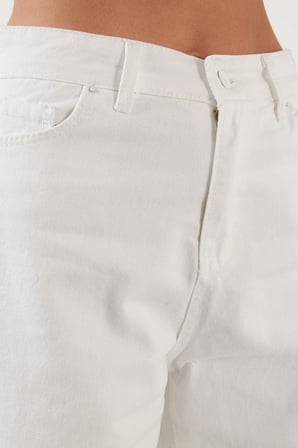 Beyaz Yüksek Bel 90's Wide Leg Jeansjean