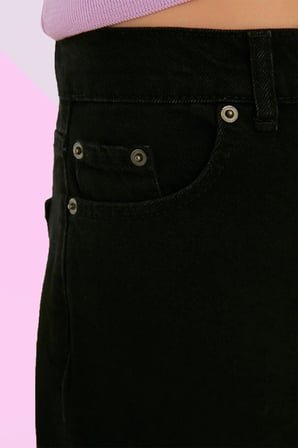 Luna Kadın Salaş Solmayan Siyah Süper Yüksek Bel 90's Wide Leg Comfort Likralı Palazzo Jeans