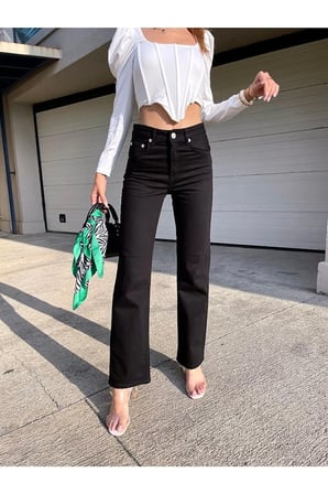 Trend Jean Louvre Yüksel Bel Likralı Bol Paça Pantalon Salaş Kalıp - Dökümlü Palazzo Pantolon